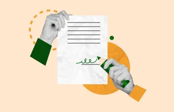 Manos sujetando papel firmado